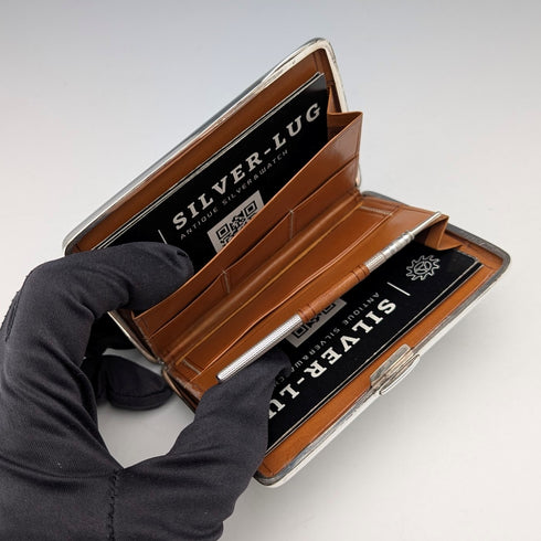 1896年 英国アンティーク 純銀製 両開き型カードケース 120g George Unite 極美品